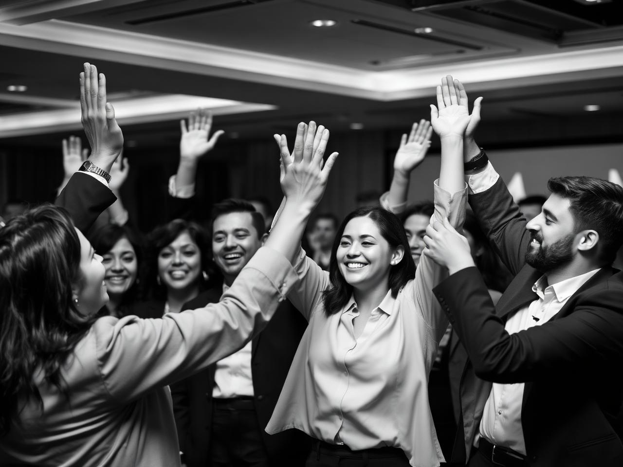 Equipe celebrando resultados